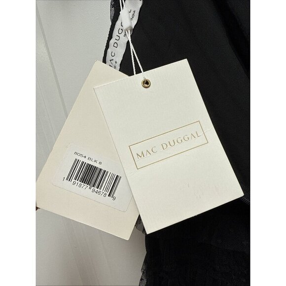 Mac Duggal Size 8 Black 8054 Ruffle Cap Sleeve Tiered Midi Cocktail Party Dress - Picture 10 of 10